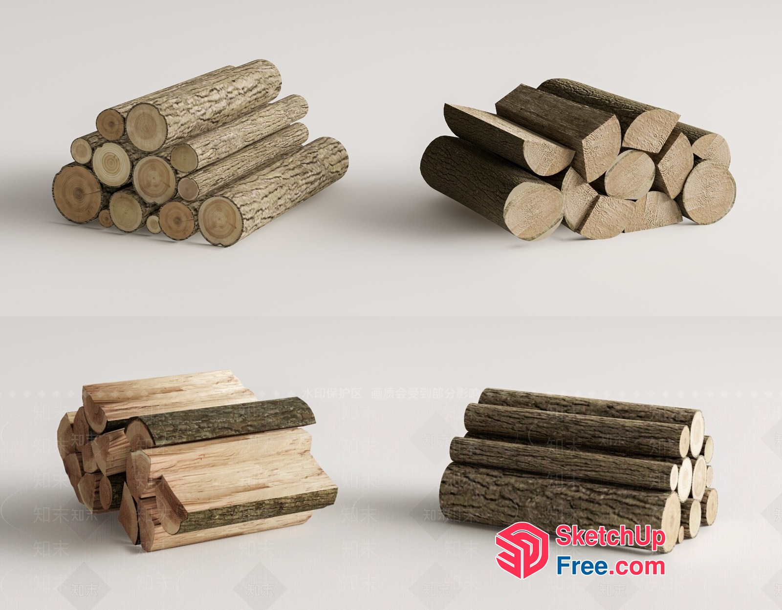 Stacked Wood Logs 3D SketchUp File