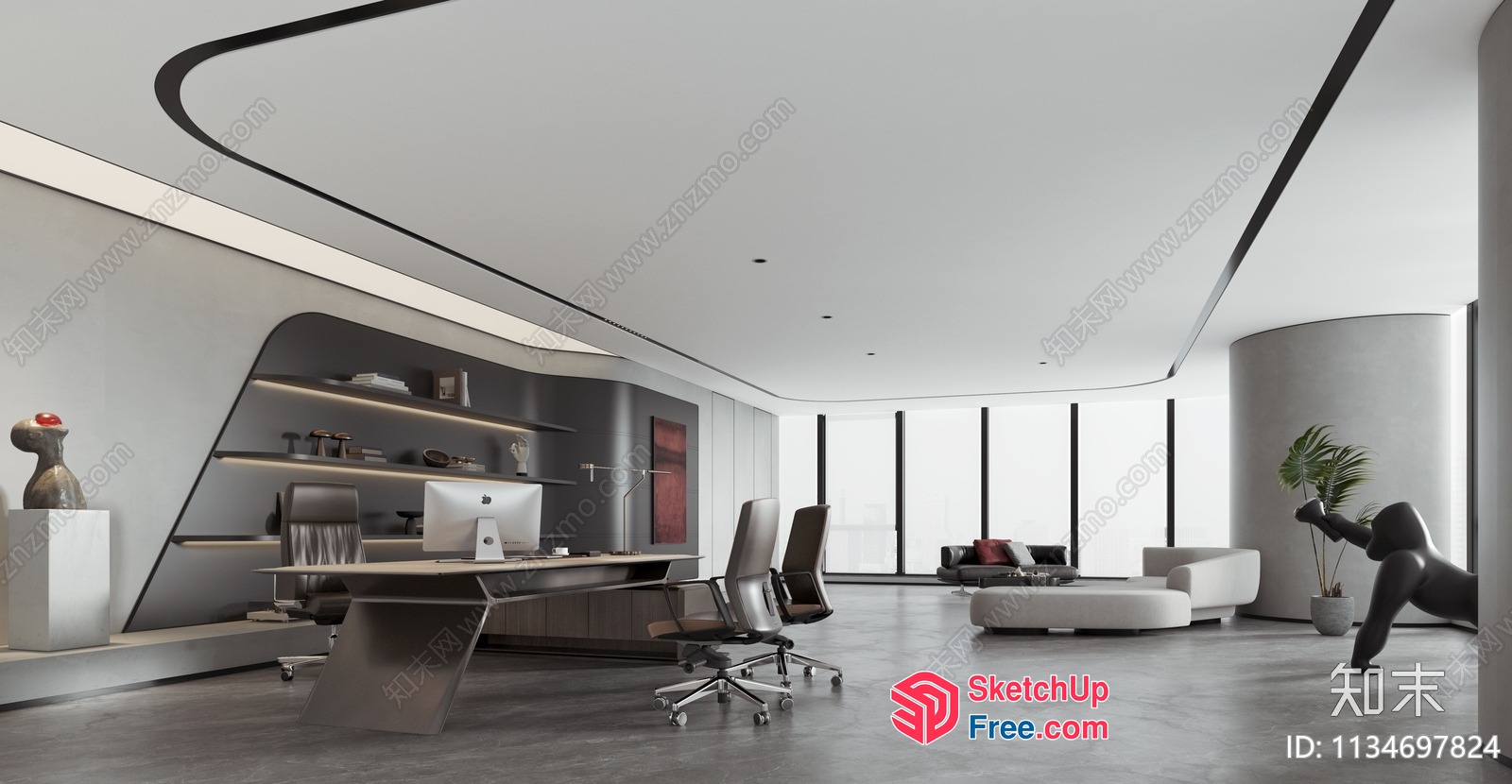 Modern Office Space With Sleek Furniture And Natural Light 3D SketchUp File