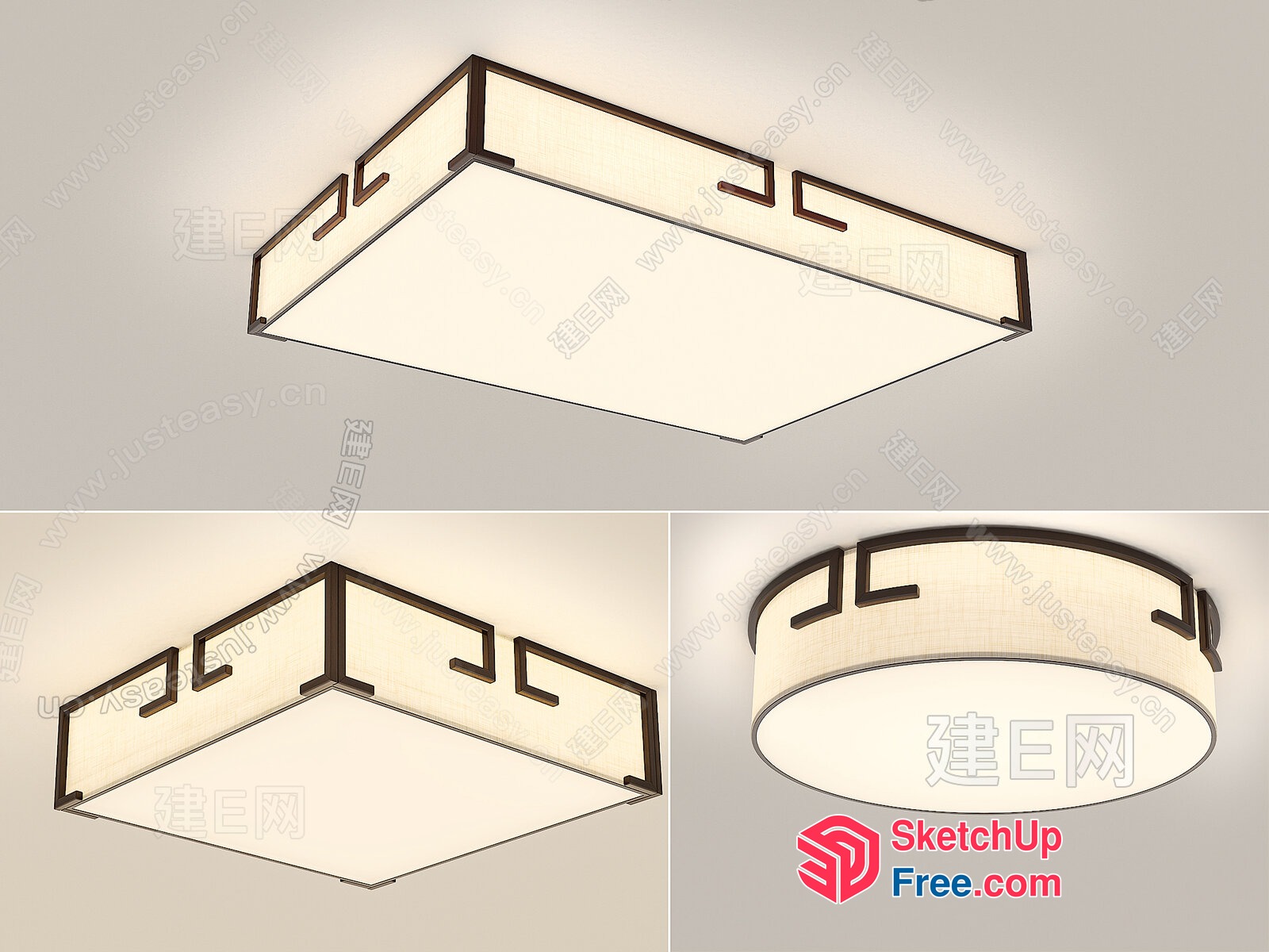 Modern Ceiling Light Fixture With Geometric Design 3D SketchUp File