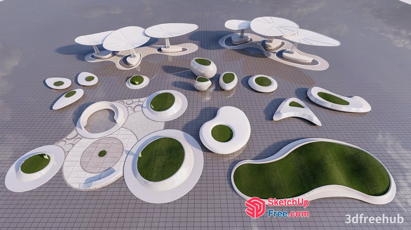 Futuristic Outdoor Seating Arrangement 3D SketchUp File