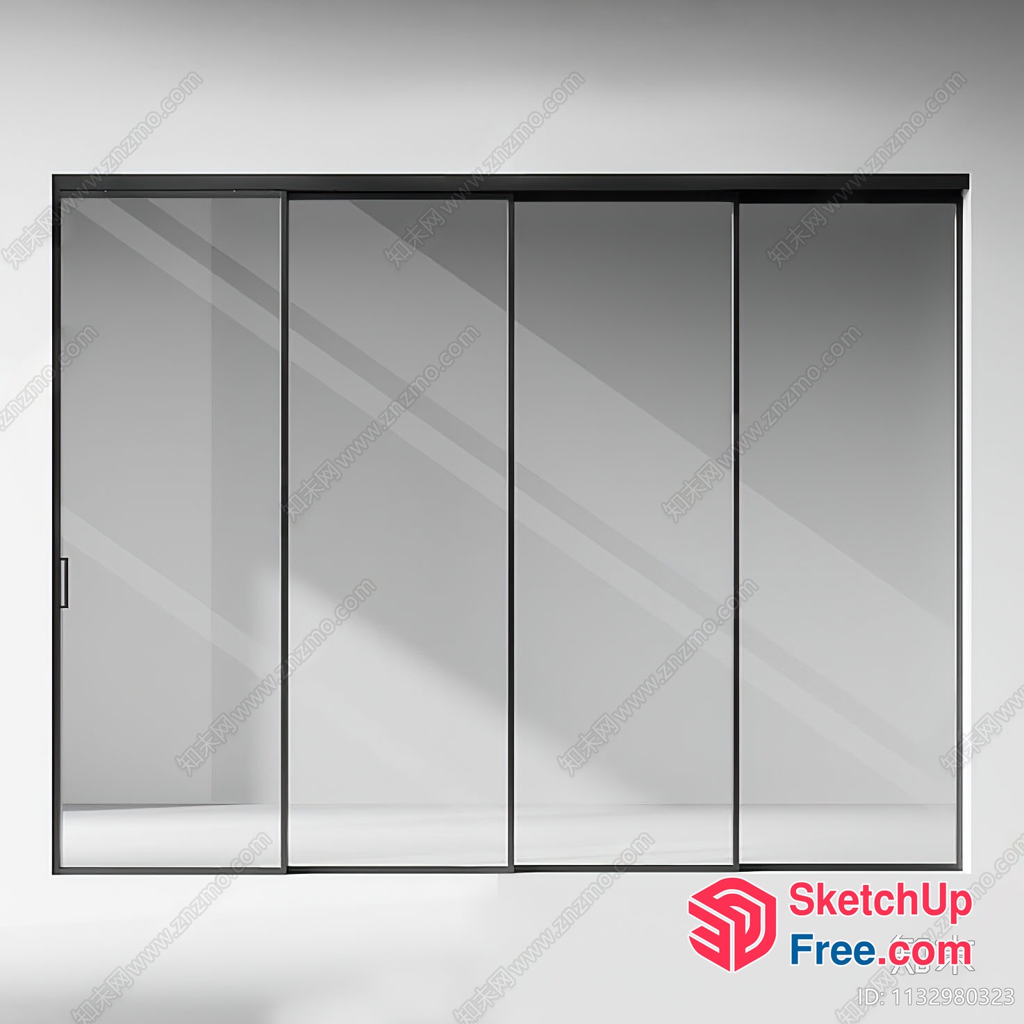 Modern Glass Sliding Door Partition Screen 3D SketchUp File