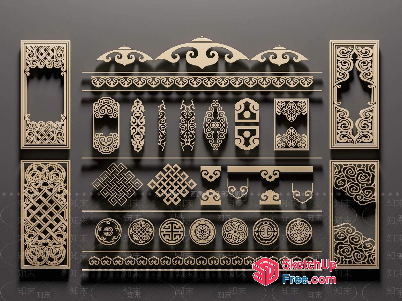 Ornate Carved Wall Decorations 3D SketchUp File