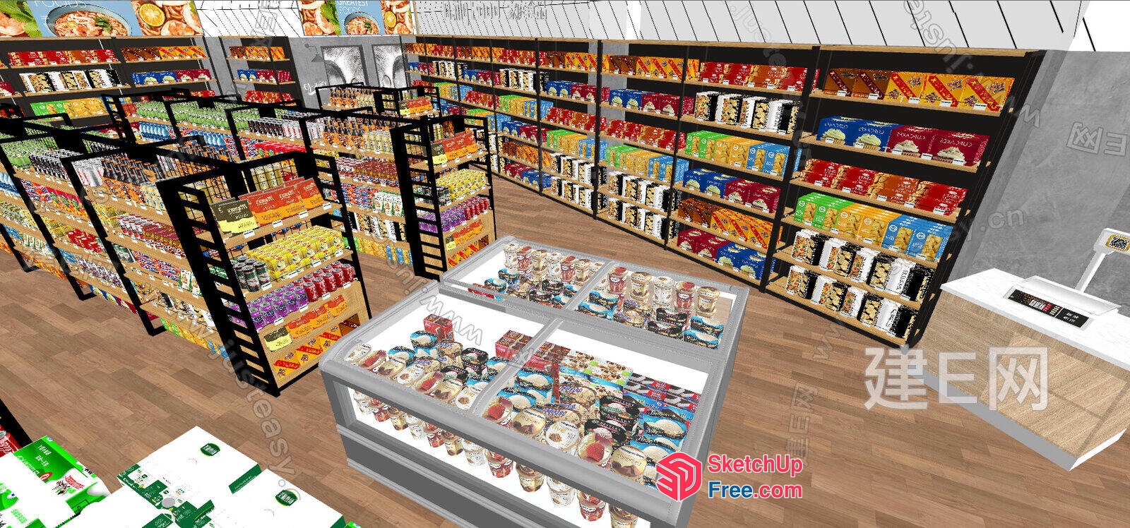 Supermarket Interior With Variety Of Products 3D SketchUp File