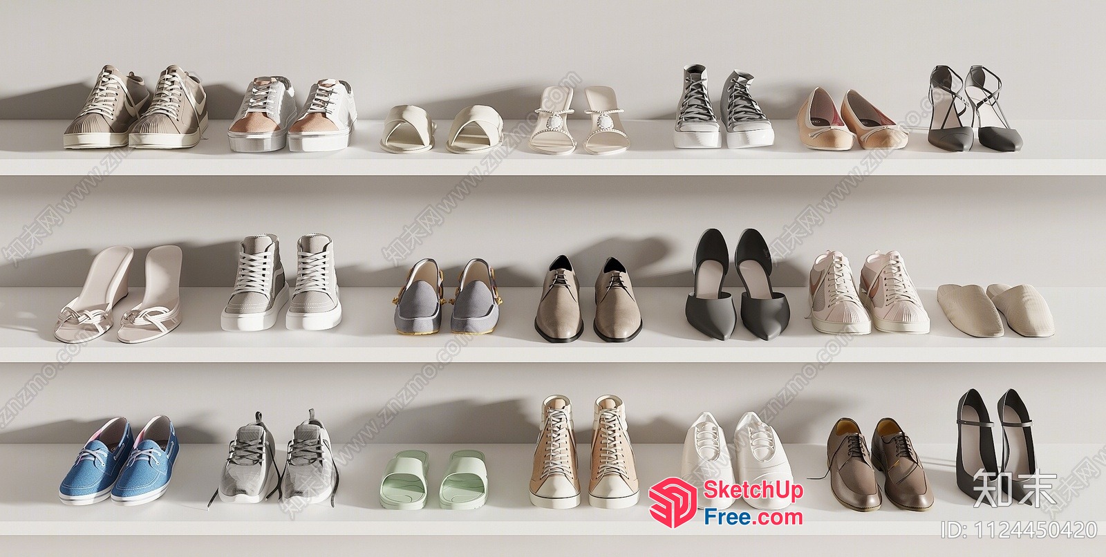 Elegant White And Gray Shoe Display 3D SketchUp File