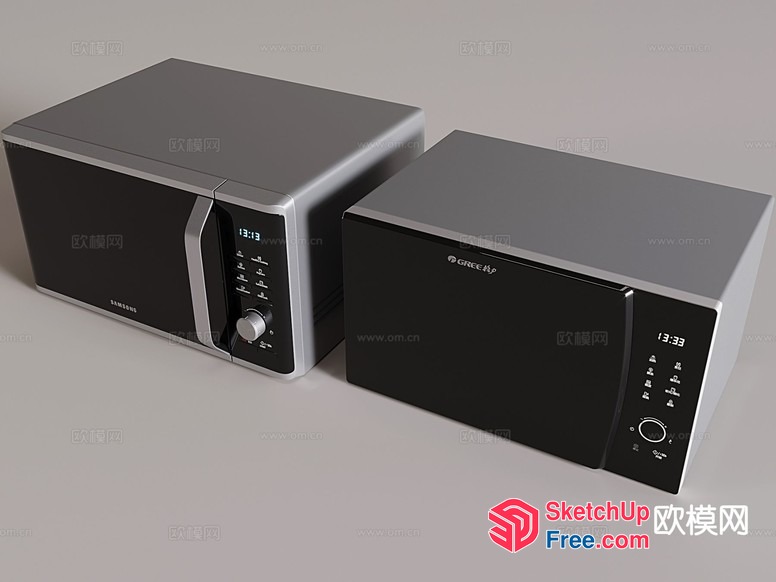 Two Microwaves With Dials And Clocks 3D SketchUp File