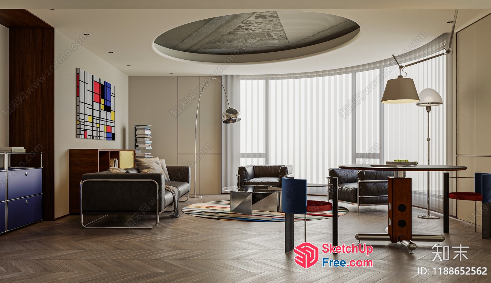 Modern Interior With Curved Ceiling And Sleek Furniture 3D SketchUp File