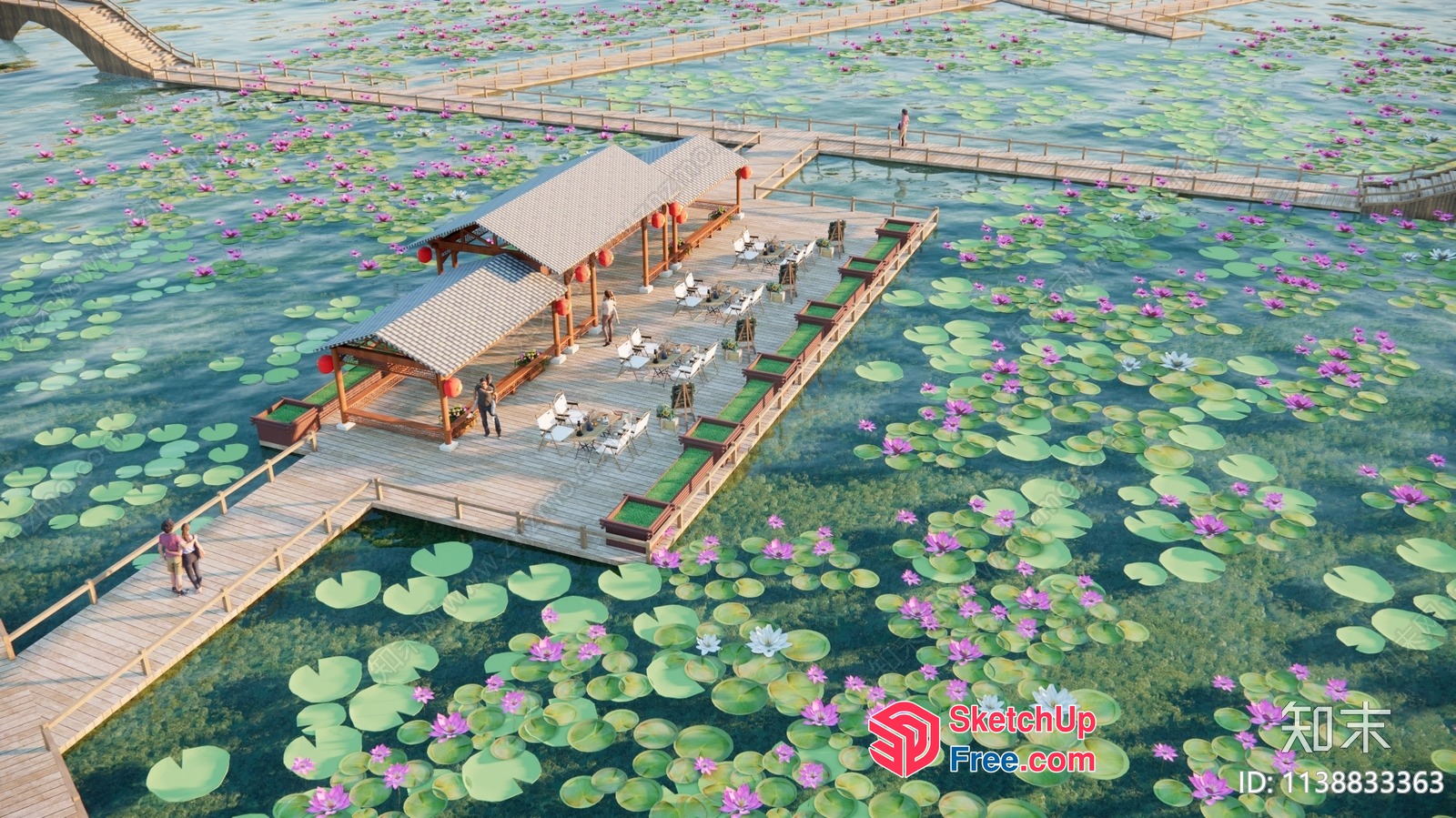 Serene Waterfront Pavilion 3D SketchUp File
