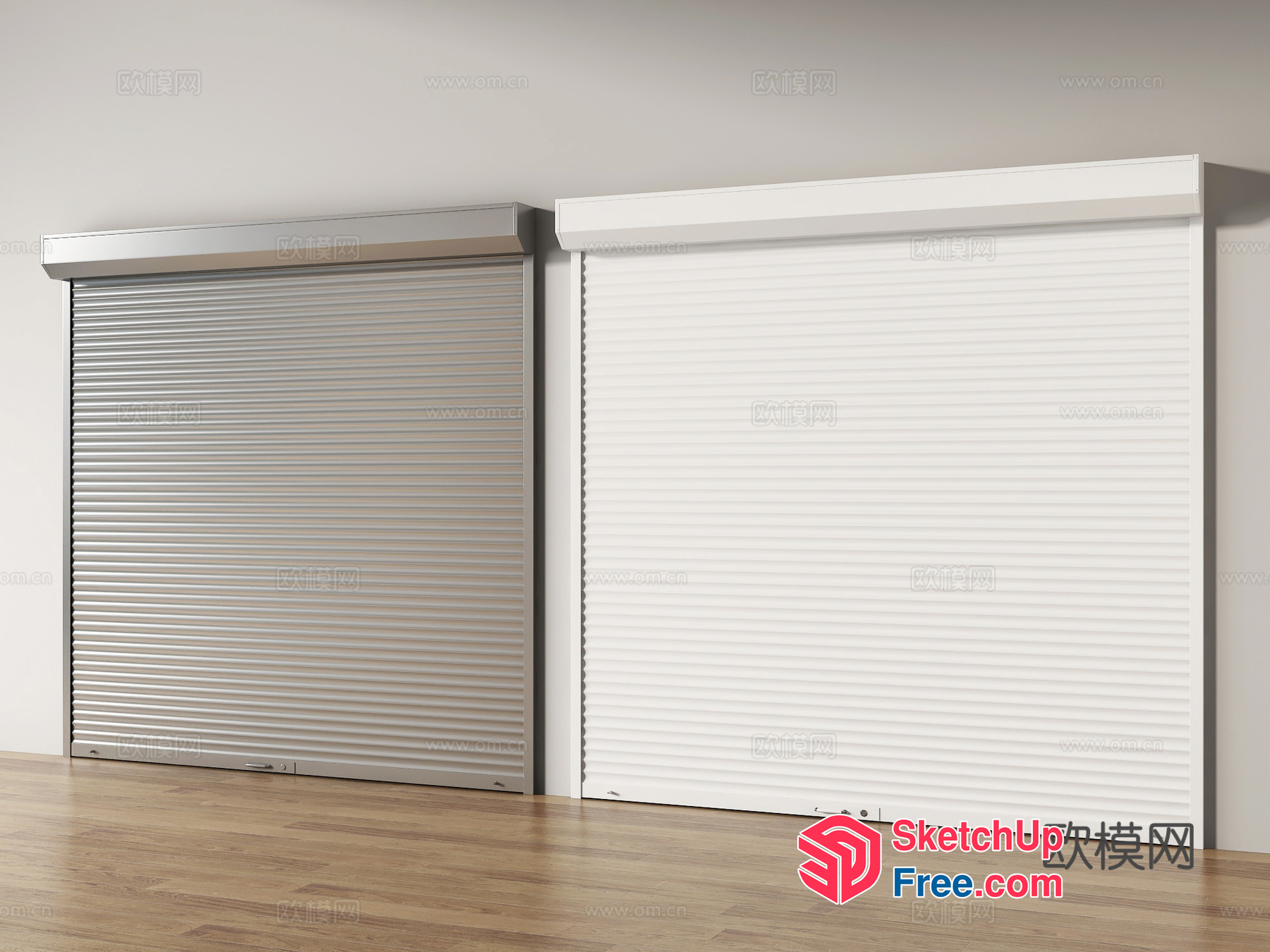 Modern White And Silver Garage Doors 3D SketchUp File