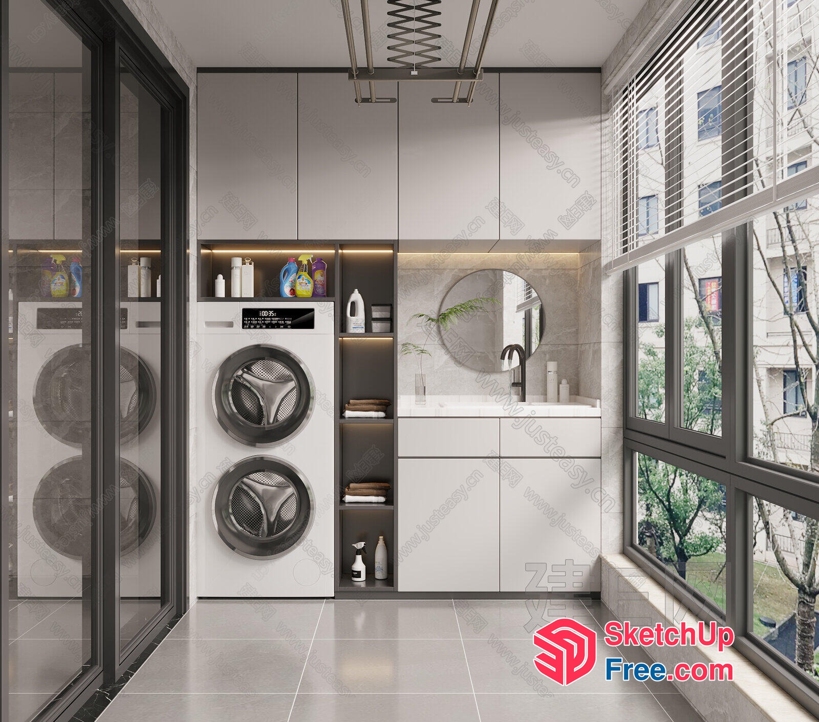 Modern Minimalist Laundry Room Interior 3D SketchUp File