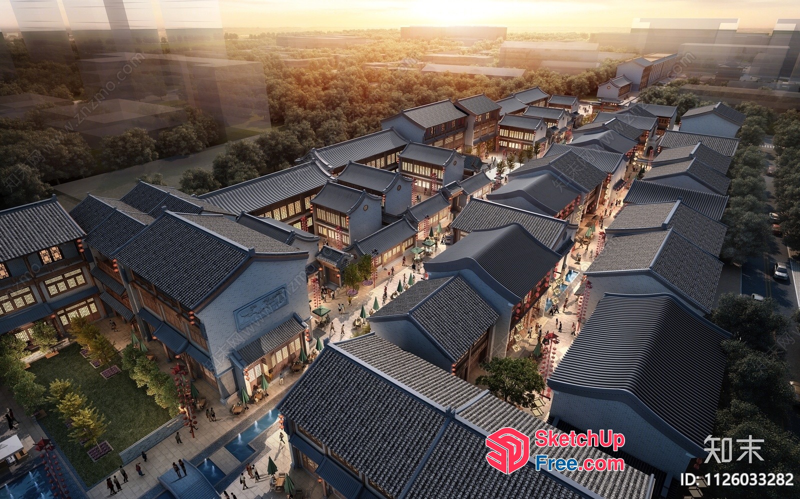 Aerial View Of Traditional Chinese Architecture 3D SketchUp File