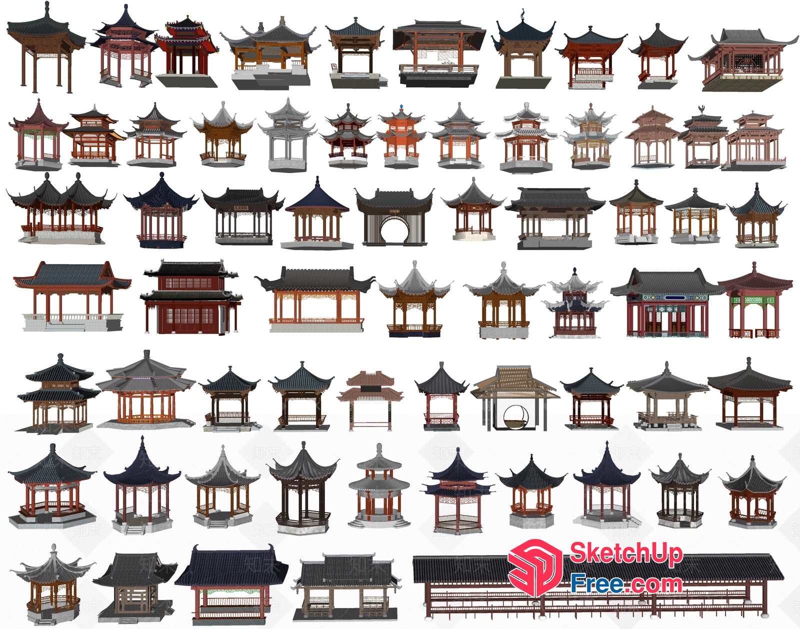 Chinese Temple Architecture Collection 3D SketchUp File