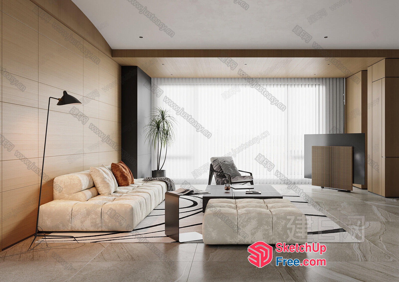 Modern Minimalist Living Room Design With Sleek Furniture 3D SketchUp File