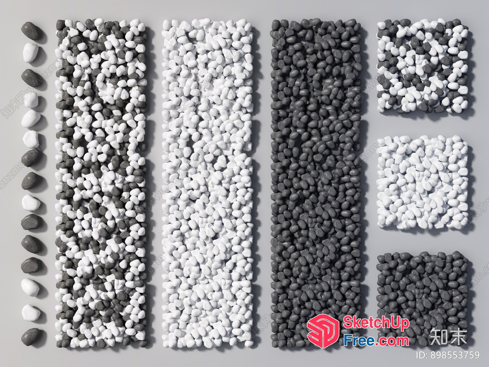 Arrangement Of Small Stones In Various Colors And Shapes 3D SketchUp File