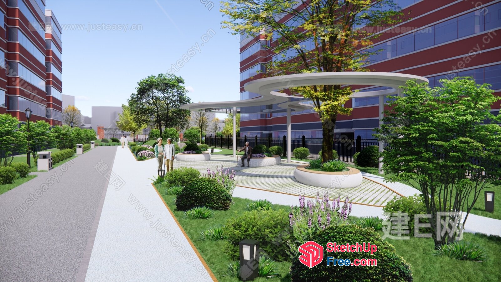 Modern Commercial Street Exterior Design 3D SketchUp File