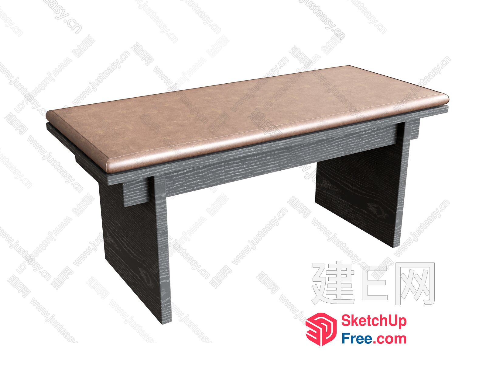 Simple Modern Bench With Brown Cushion 3D SketchUp File