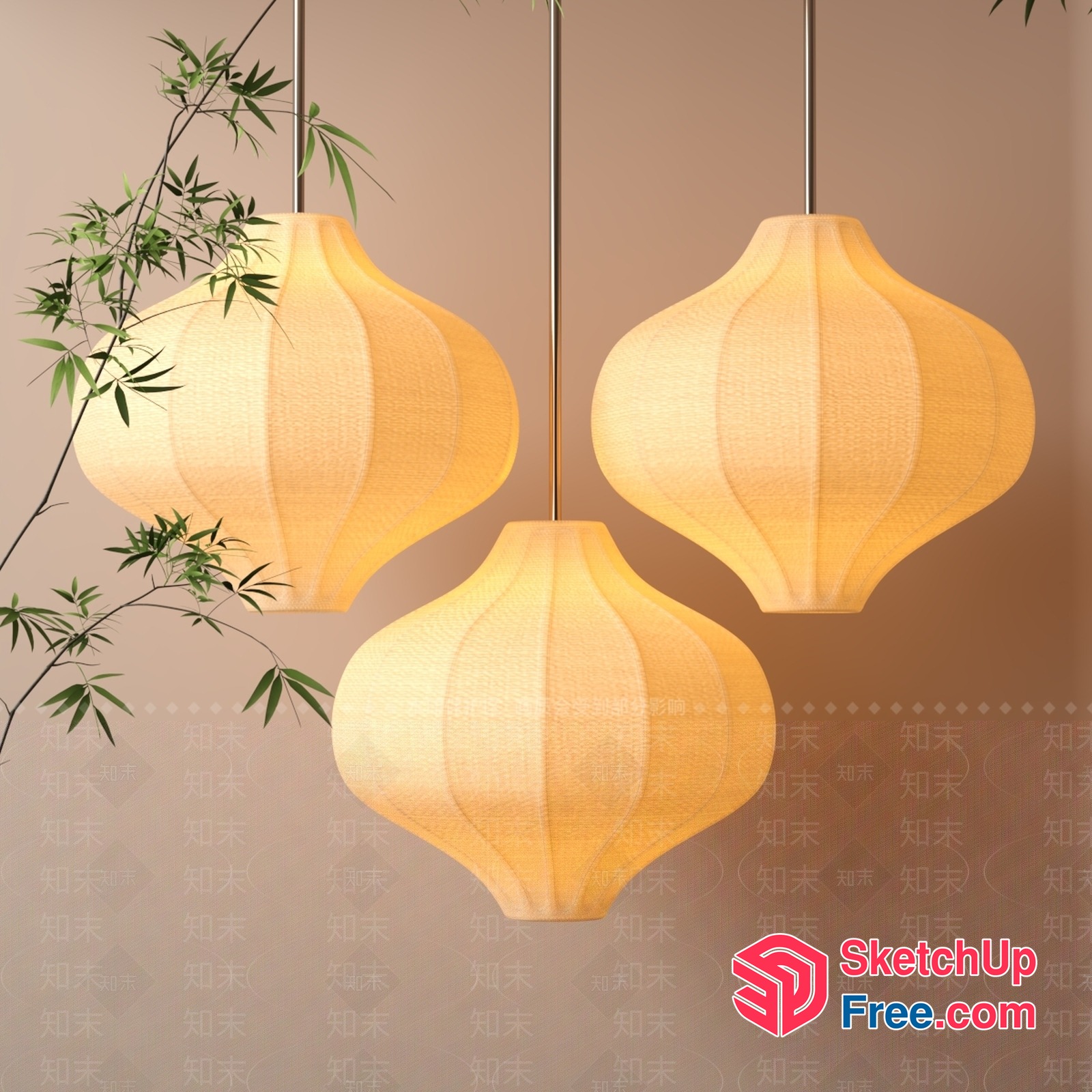 Asian-Inspired Hanging Lanterns 3D SketchUp File
