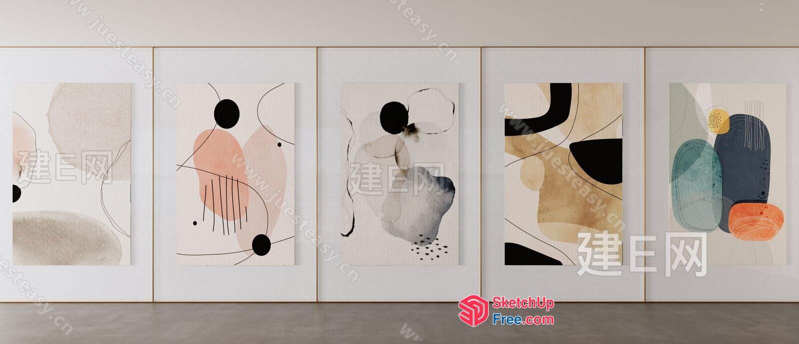 Abstract Art Gallery Collection 3D SketchUp File
