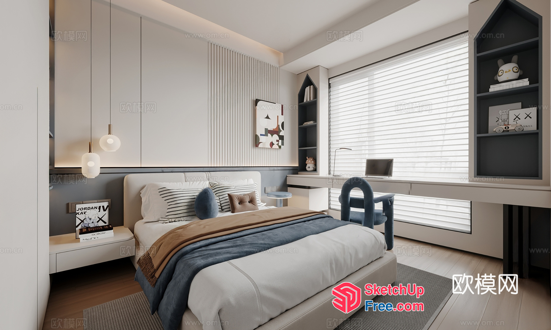 Modern Minimalist Bedroom Design With Natural Light 3D SketchUp File