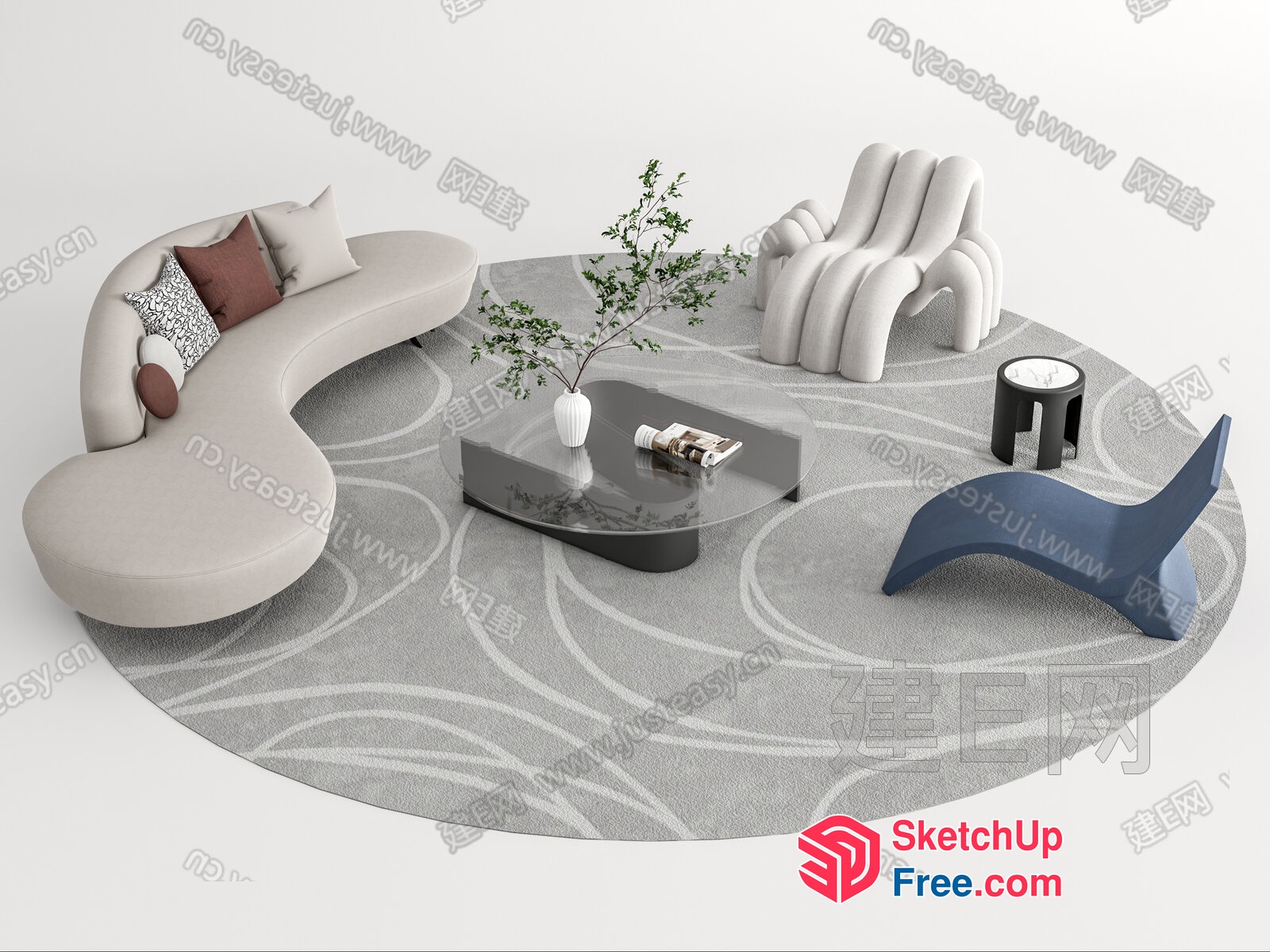 Modern Minimalist Living Room Furniture Collection 3D SketchUp File