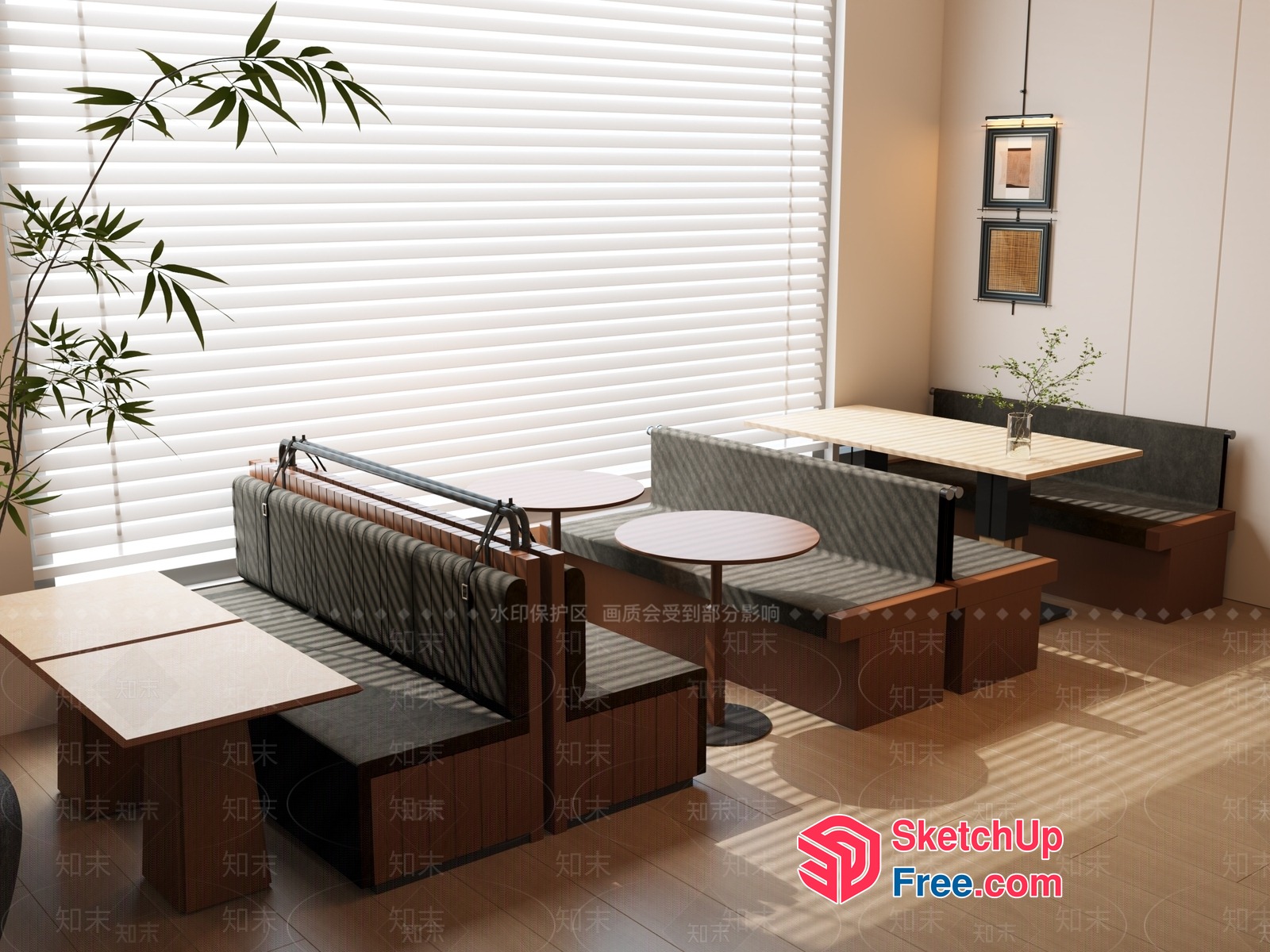 Modern Japanese-Style Dining Area With Natural Light 3D SketchUp File