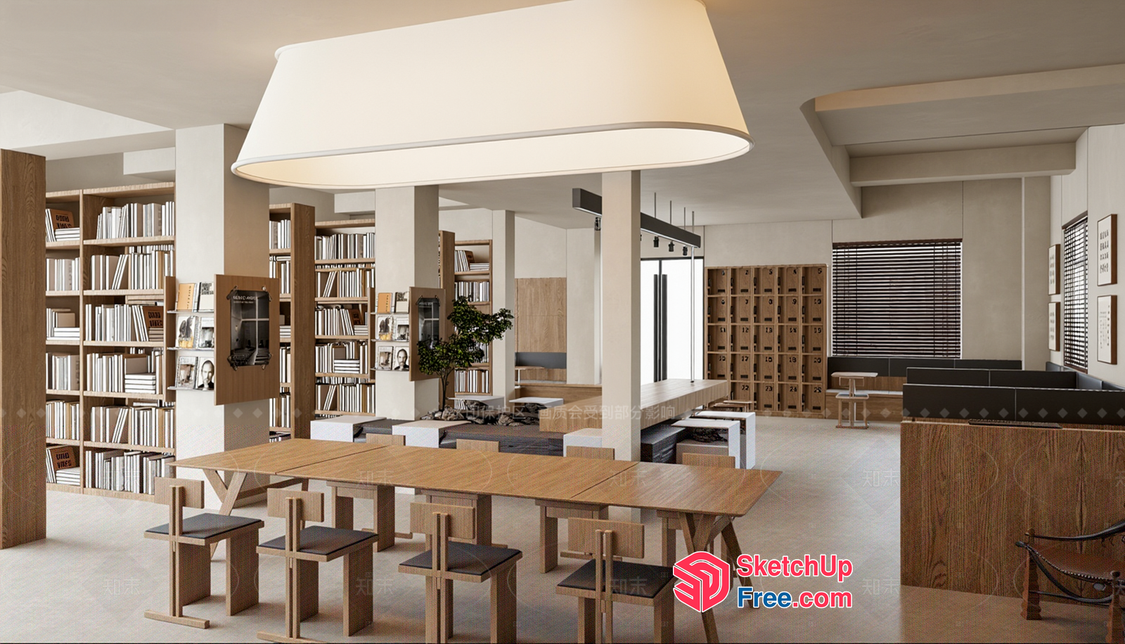 Modern Minimalist Library Interior 3D SketchUp File