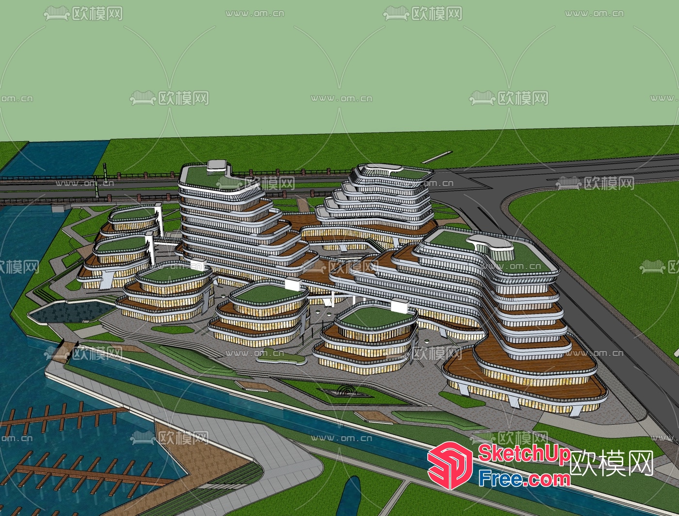 Modern Architectural Building With Unique Design 3D SketchUp File