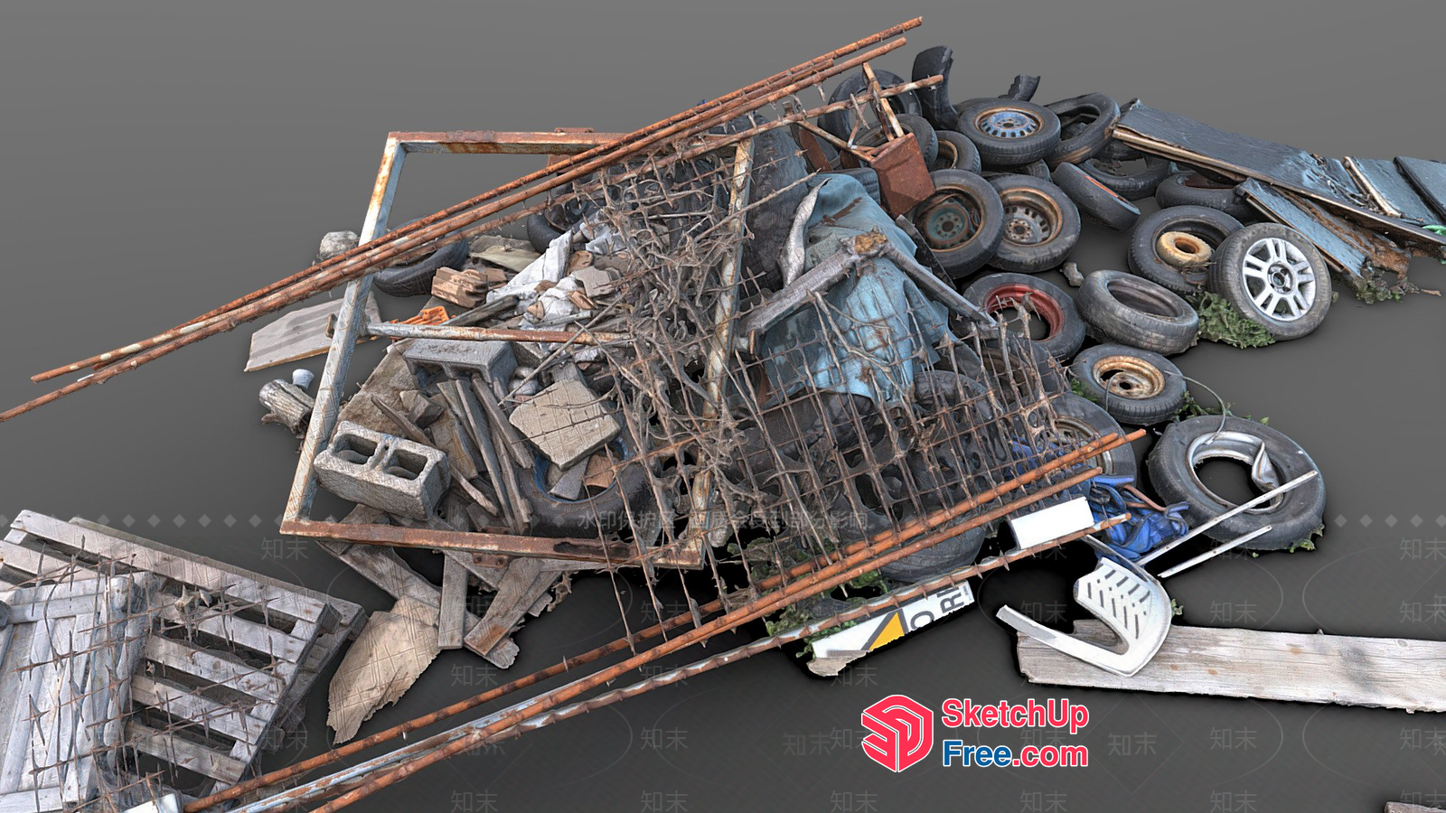 Pile Of Debris With Various Objects 3D SketchUp File