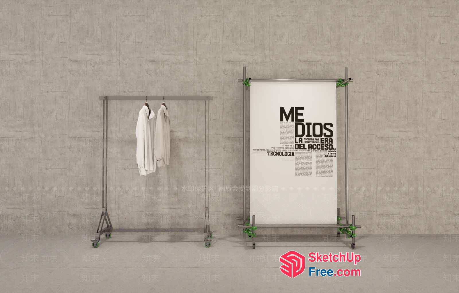 Modern Minimalist Clothing Display Rack 3D SketchUp File