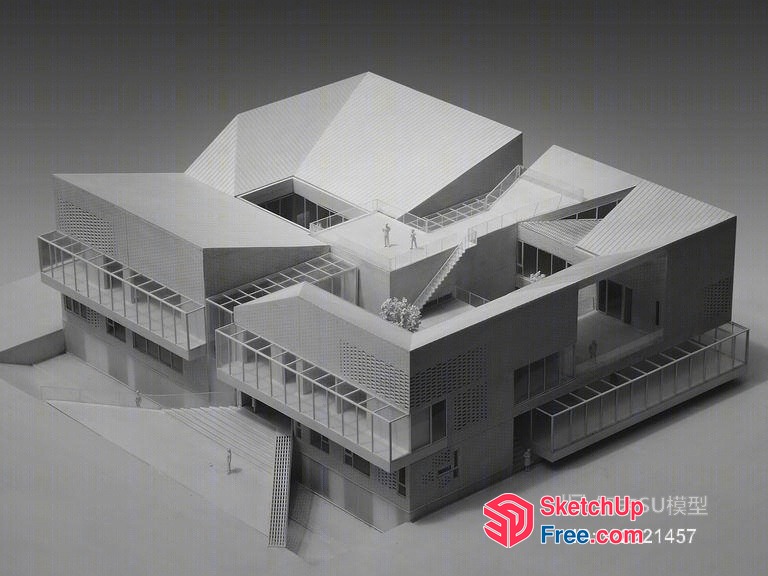 Futuristic Building With Geometric Architecture 3D SketchUp File