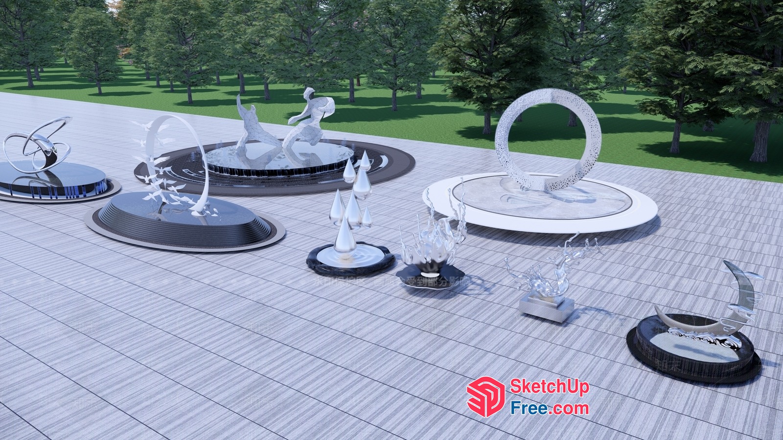 Modern Sculpture Garden 3D SketchUp File