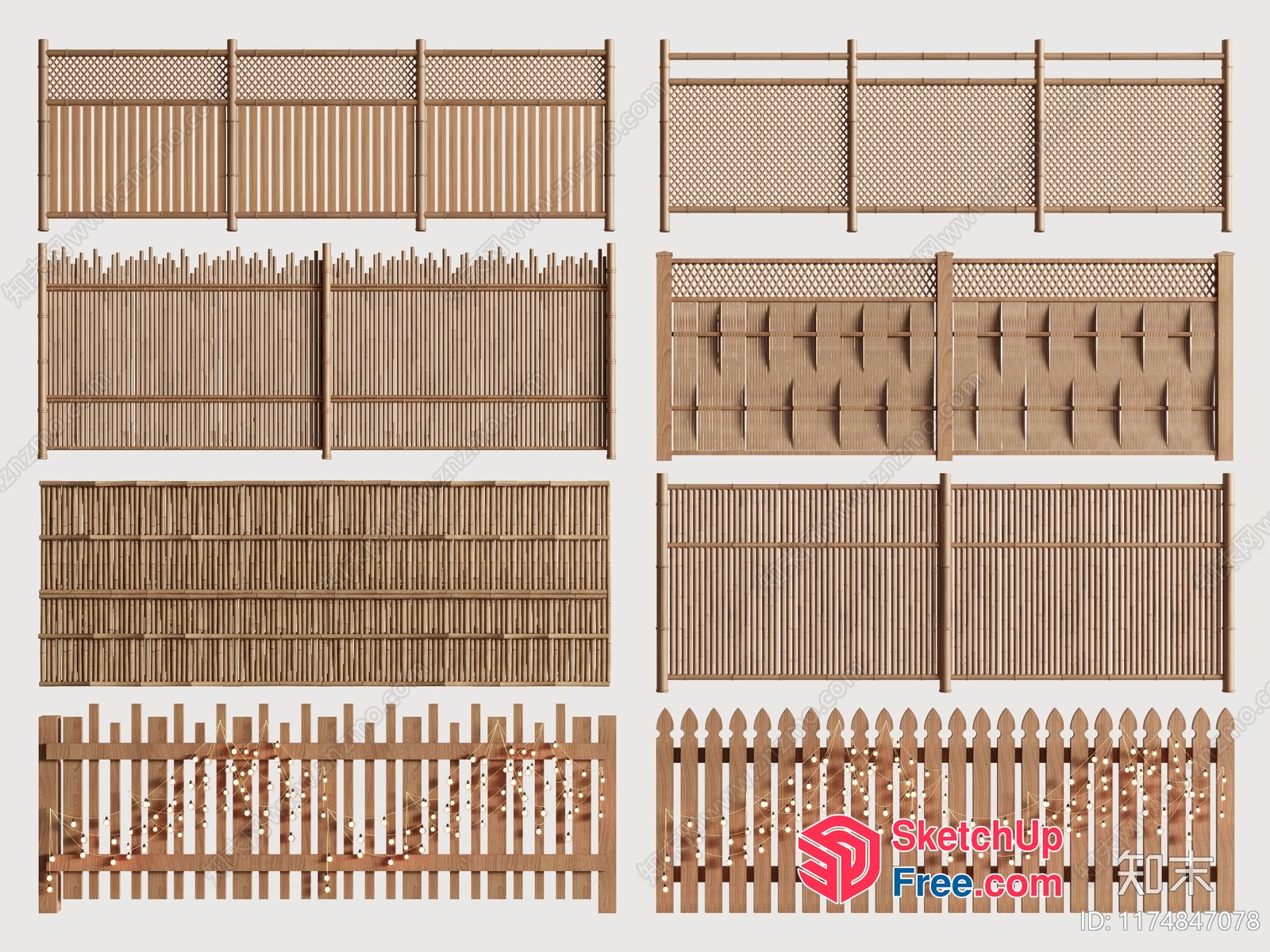 Elegant Wooden Fences In Various Styles 3D SketchUp File