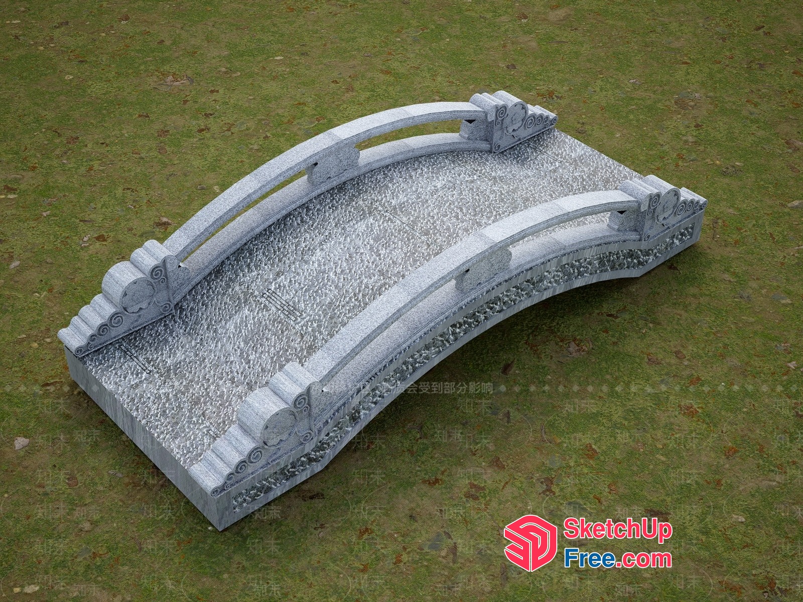 Decorative Stone Bridge Structure 3D SketchUp File