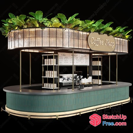Modern Coffee Shop With Greenery And Natural Light 3D SketchUp File