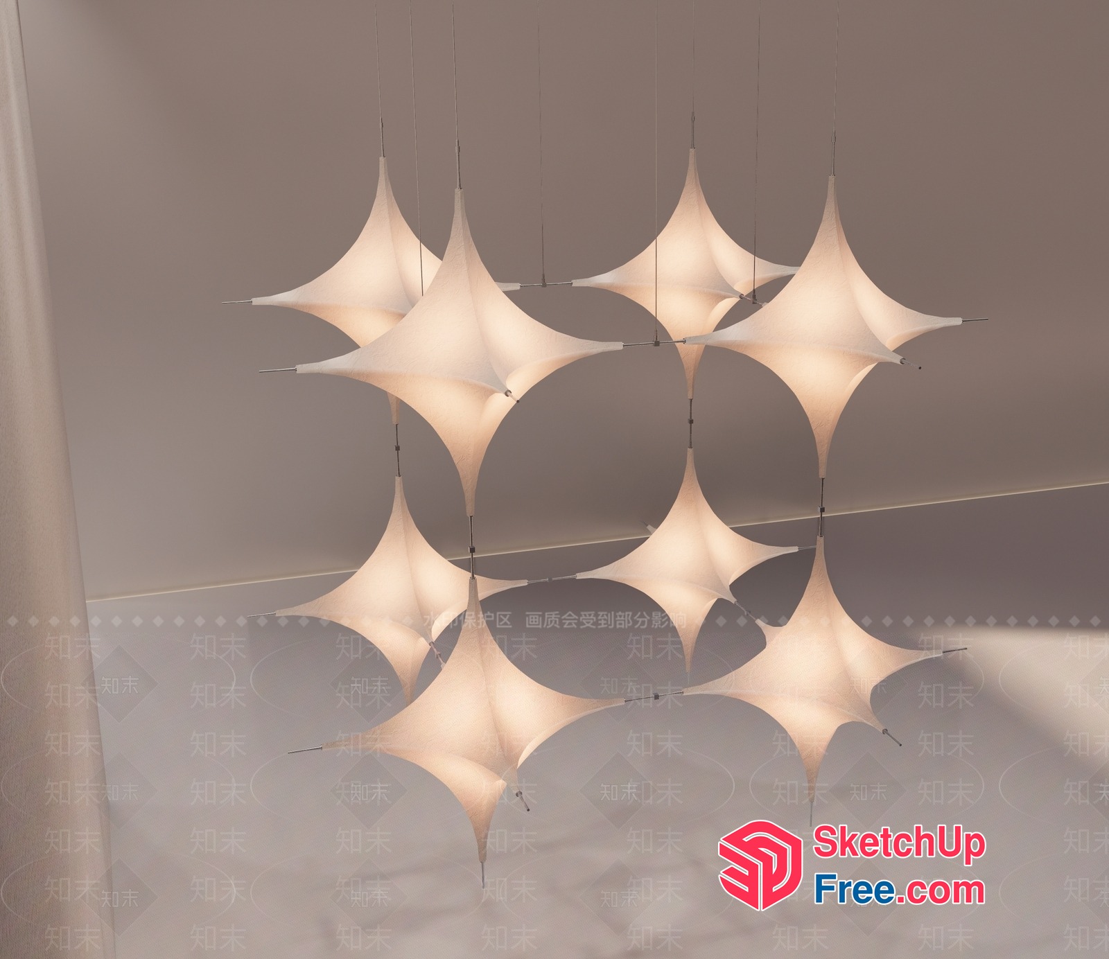 Elegant Star-Shaped Ceiling Lights 3D SketchUp File