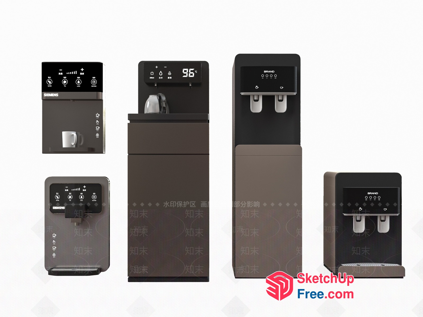 Modern Water Dispenser And Coffee Maker Set 3D SketchUp File