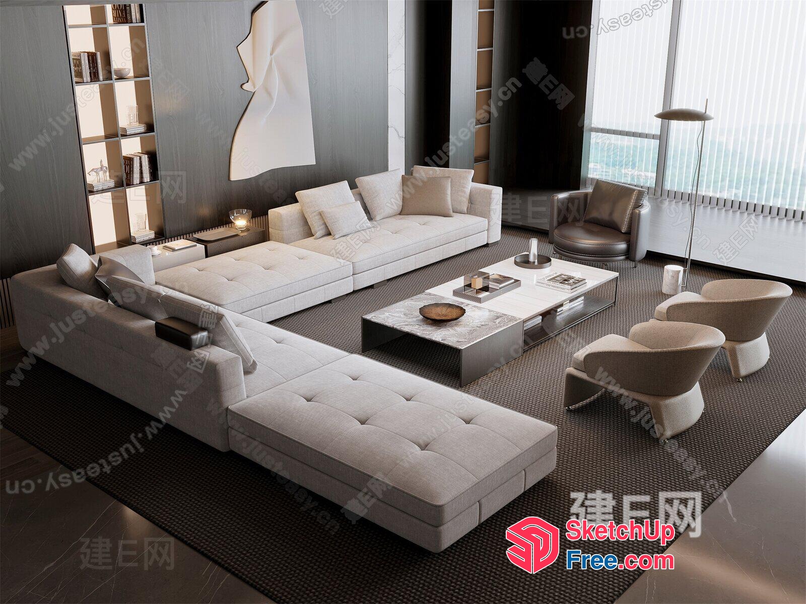 Modern Minimalist Living Room Interior Design 3D SketchUp File