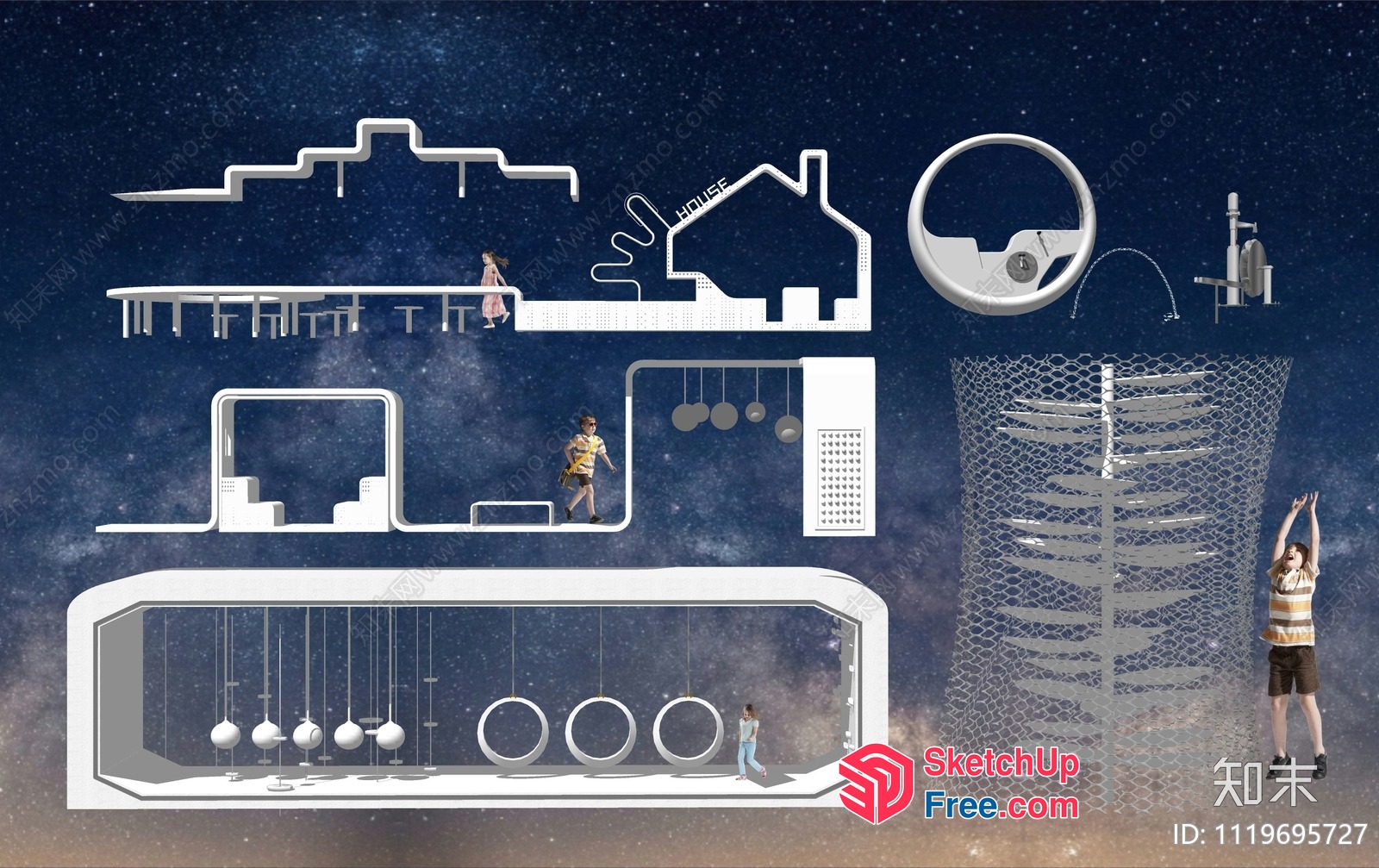 Futuristic Space-Themed Play Area 3D SketchUp File