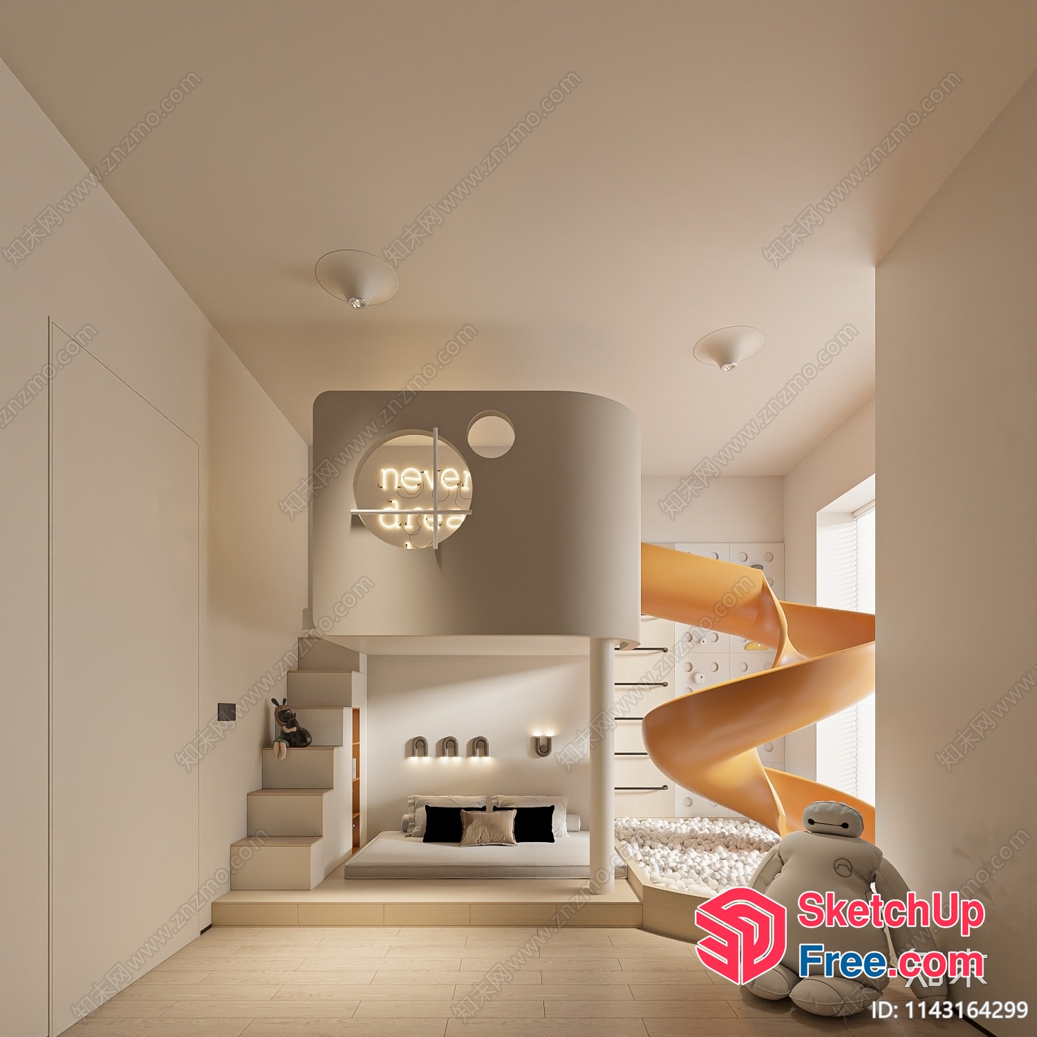 Modern Minimalist Interior With Baymax Character 3D SketchUp File