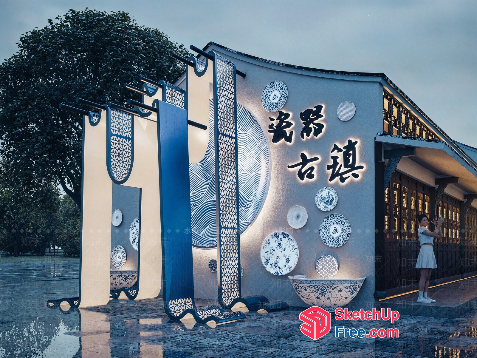 Exterior Decor For Traditional Chinese Restaurant 3D SketchUp File