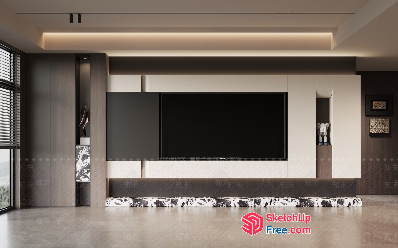 Elegant Modern Living Room With Sleek Tv Wall 3D SketchUp File