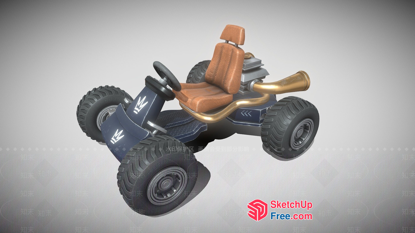 Futuristic All-Terrain Vehicle With Brown Leather Seat 3D SketchUp File