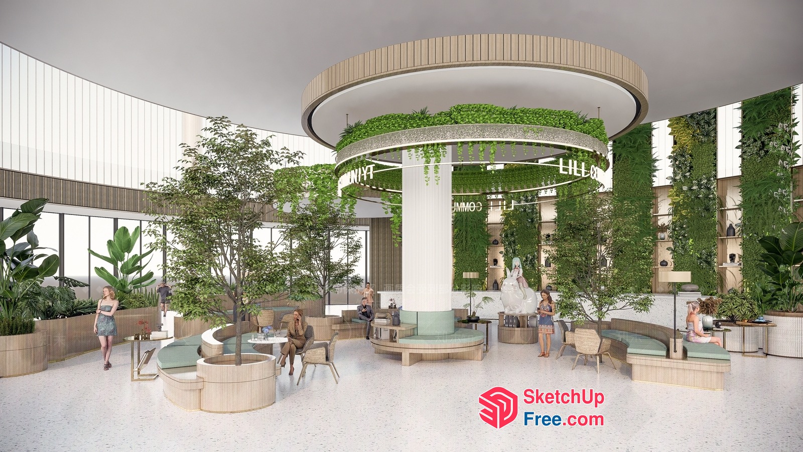 Elegant Modern Restaurant With Greenery Decor 3D SketchUp File