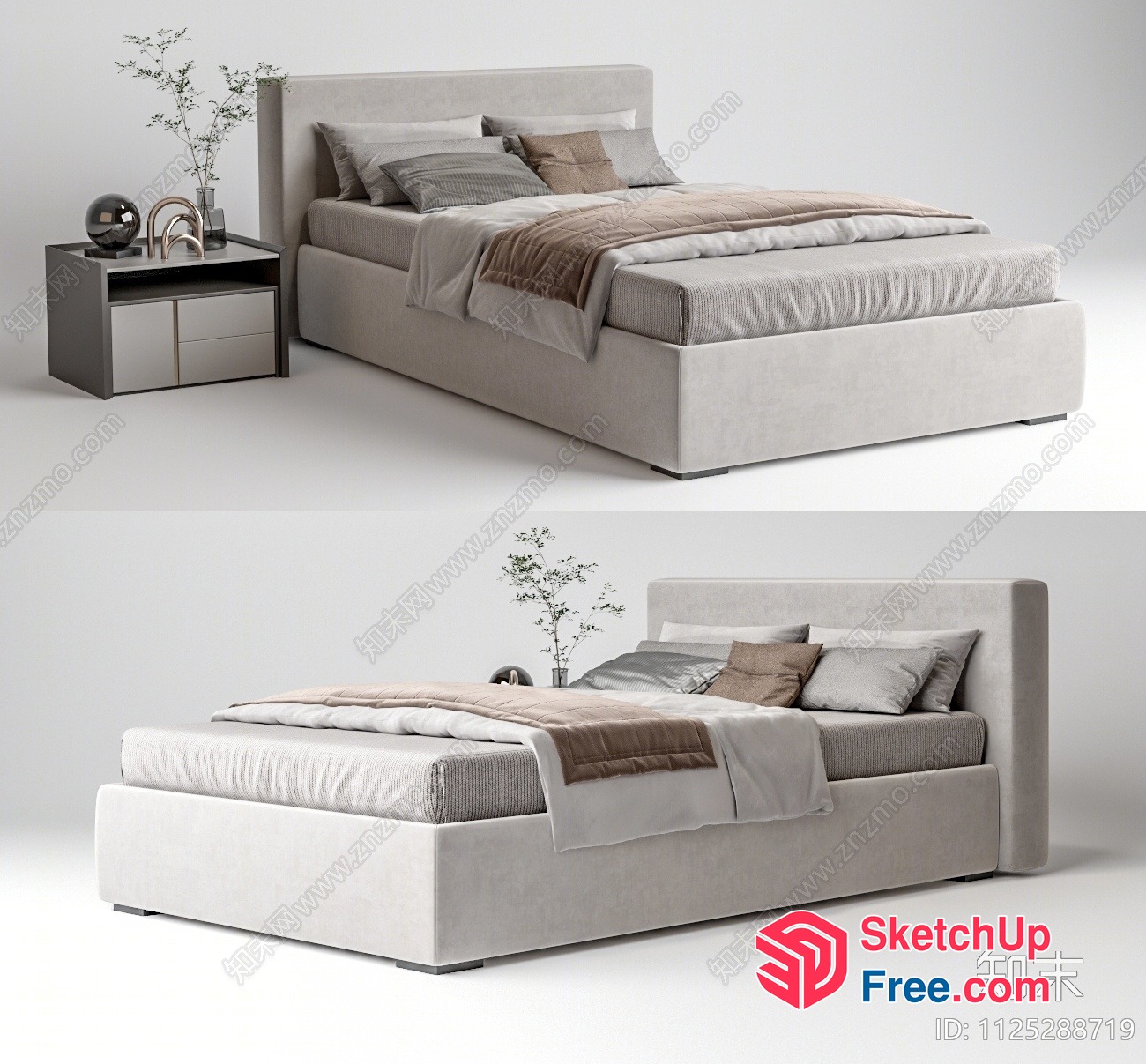 Modern Minimalist Bedroom Furniture Set 3D SketchUp File