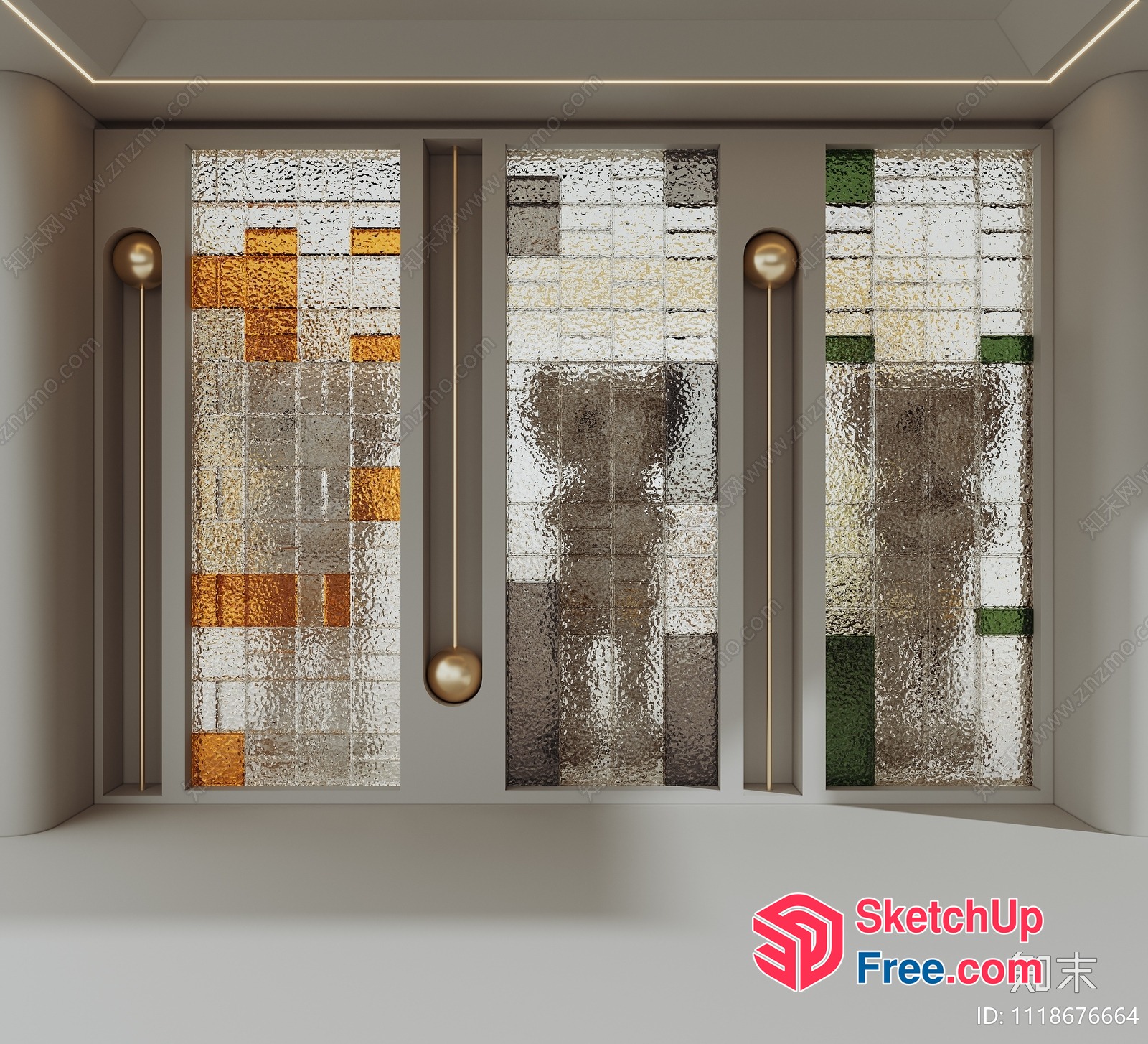 Decorative Glass Wall Panel 3D SketchUp File
