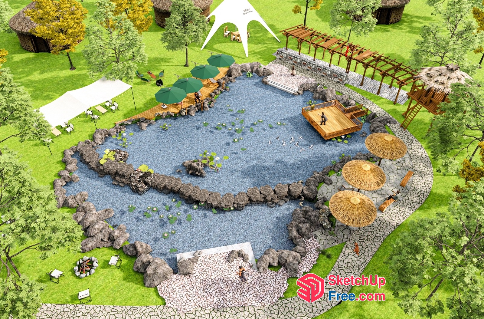 Serene Oasis With Natural Elements 3D SketchUp File
