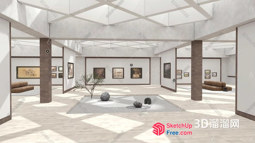 Modern Minimalist Art Gallery Interior 3D SketchUp File