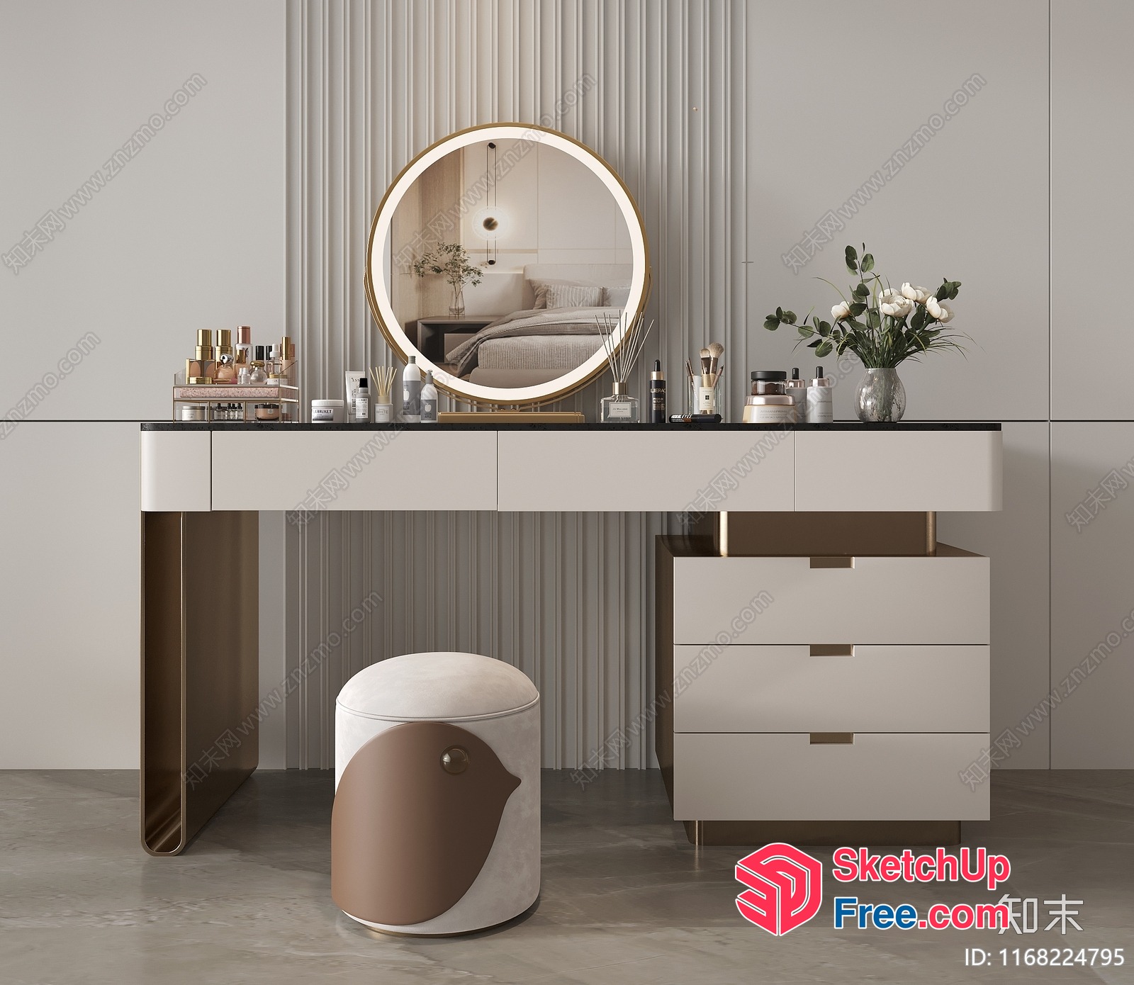 Modern Minimalist Bathroom Vanity Table 3D SketchUp File