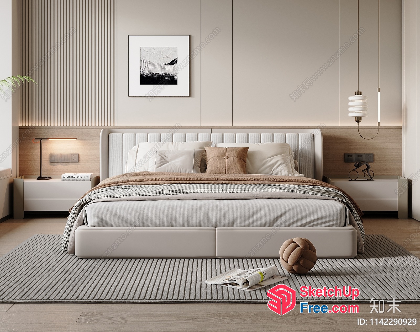 Modern Minimalist Bedroom With Neutral Color Palette 3D SketchUp File