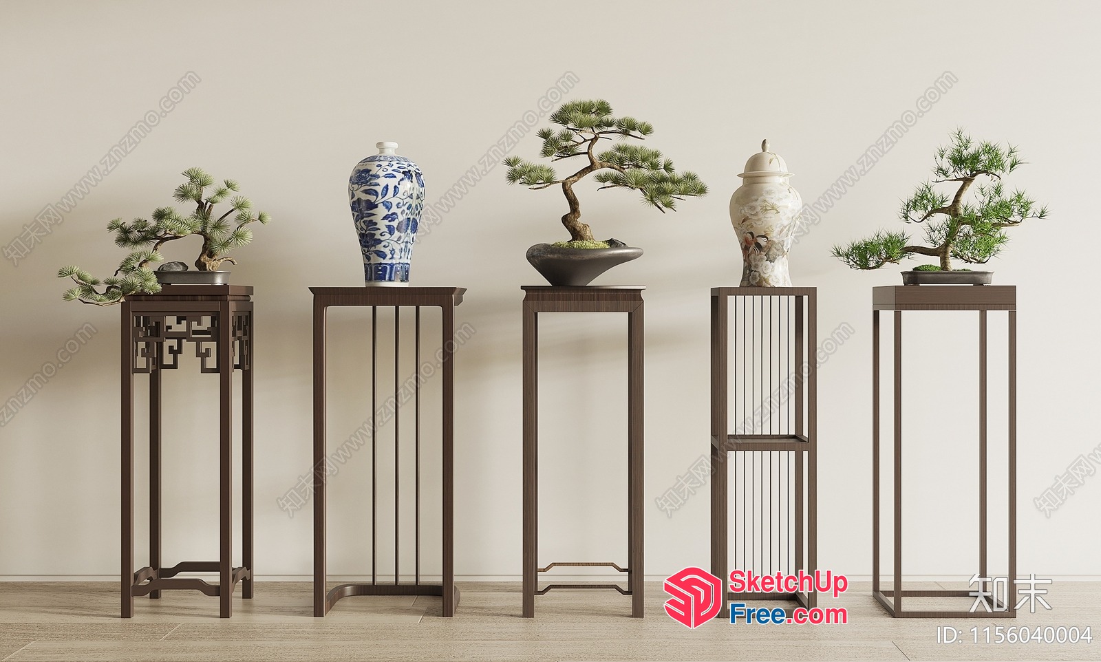 Elegant Ornate Potted Plants Display 3D SketchUp File