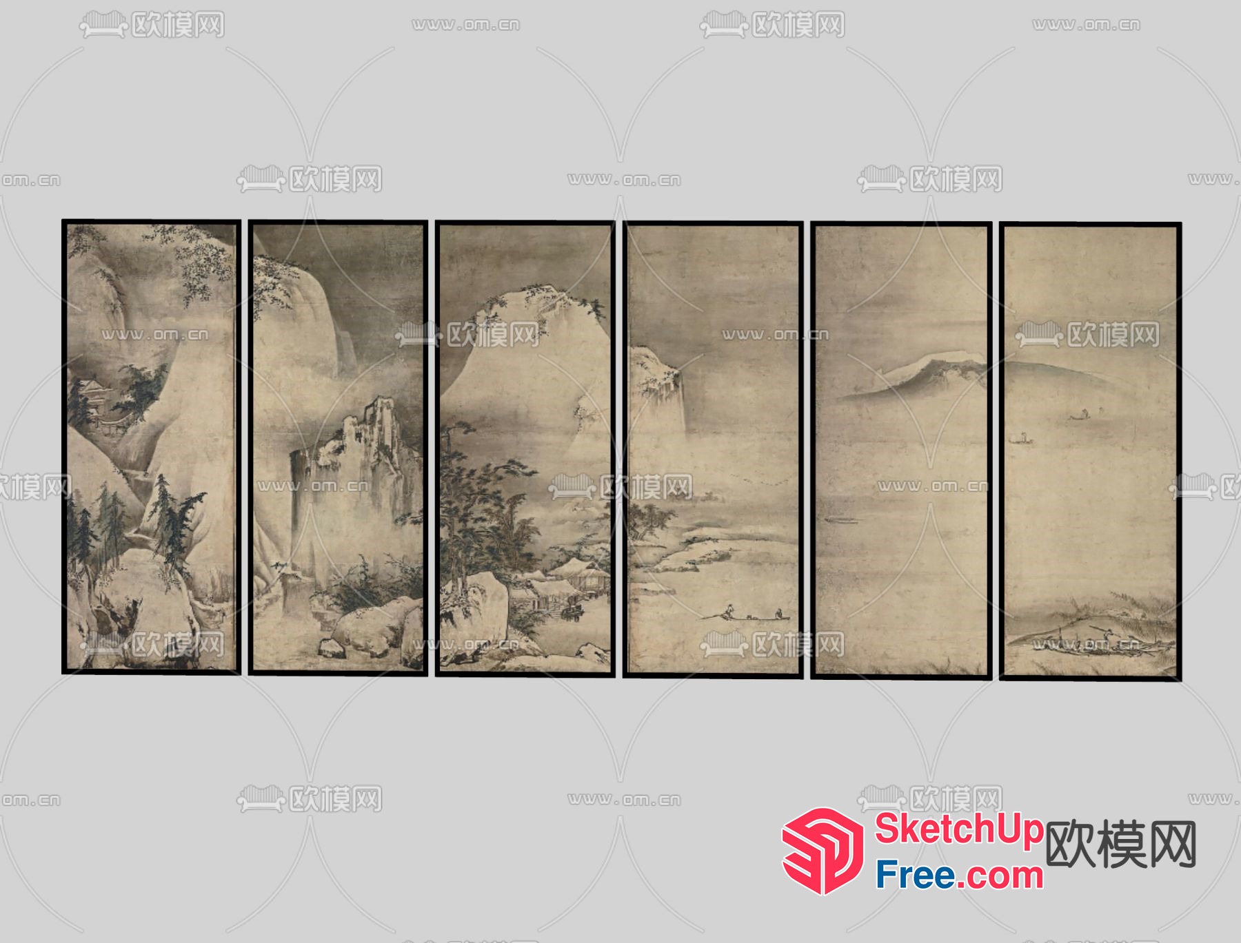 Serene Landscape Painting 3D SketchUp File